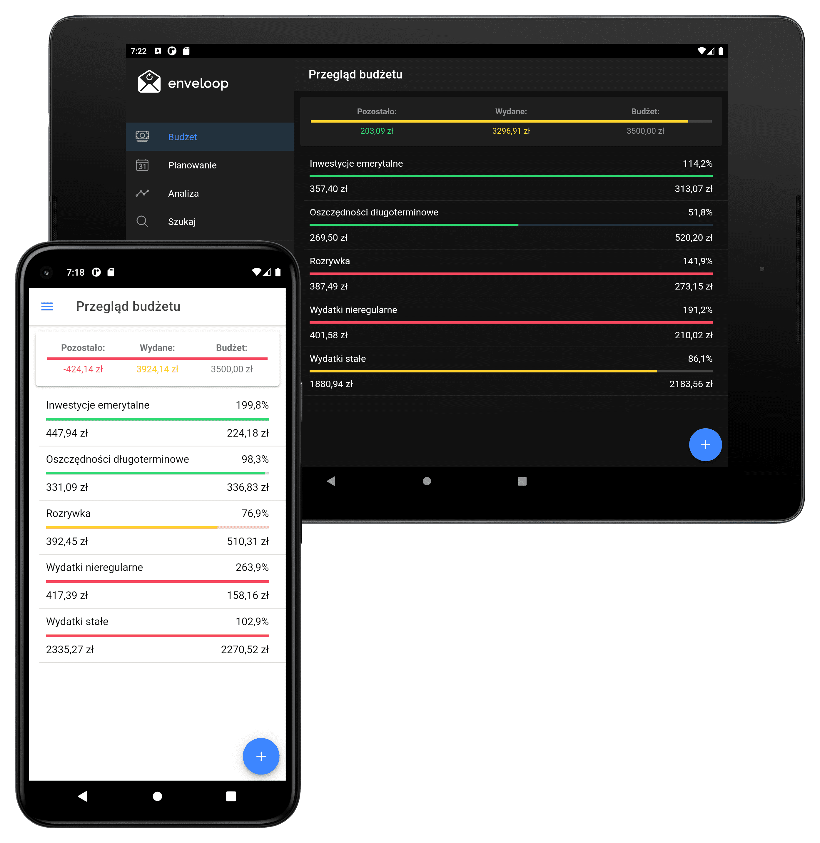 Aplikacja Enveloop na urządzeniu